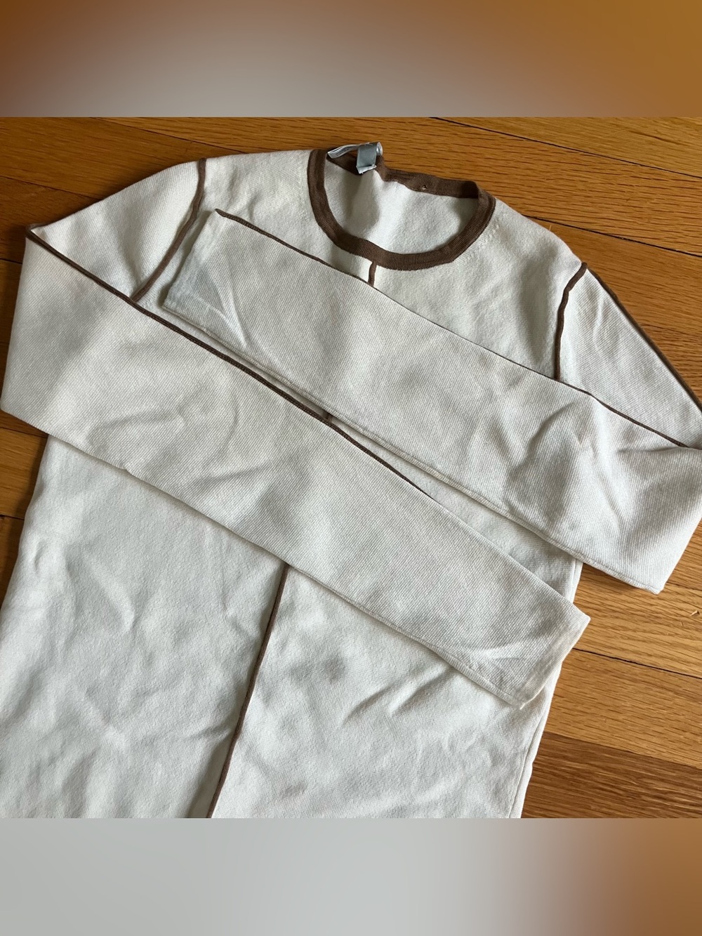 MaxMara Cream Brown Knit Wool Minimalist Sophisticate Sweater XS Extra Small - Picture 9 of 10